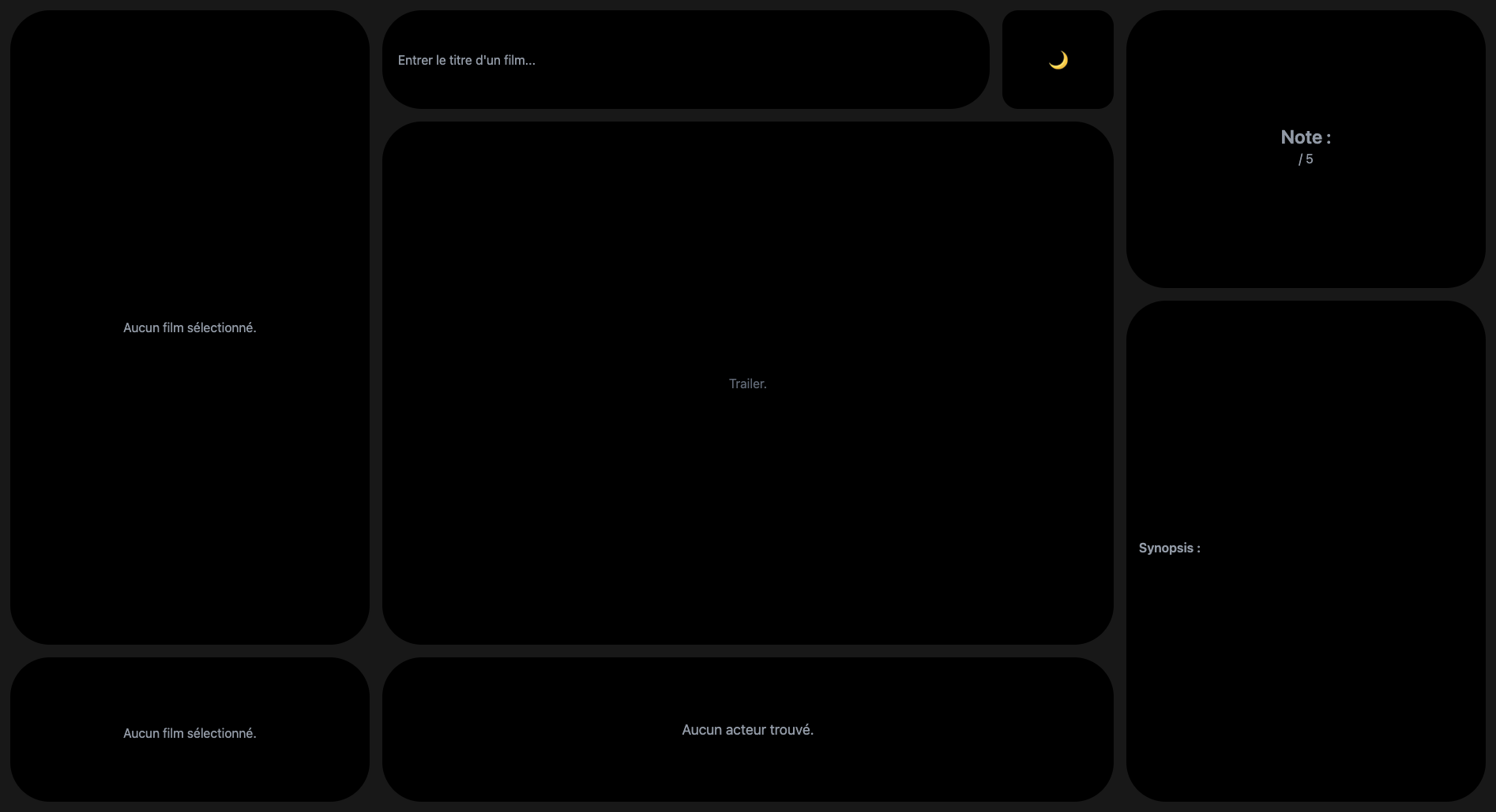 Screenshot of a movie search website